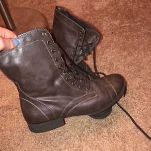 Dark brown combat boots